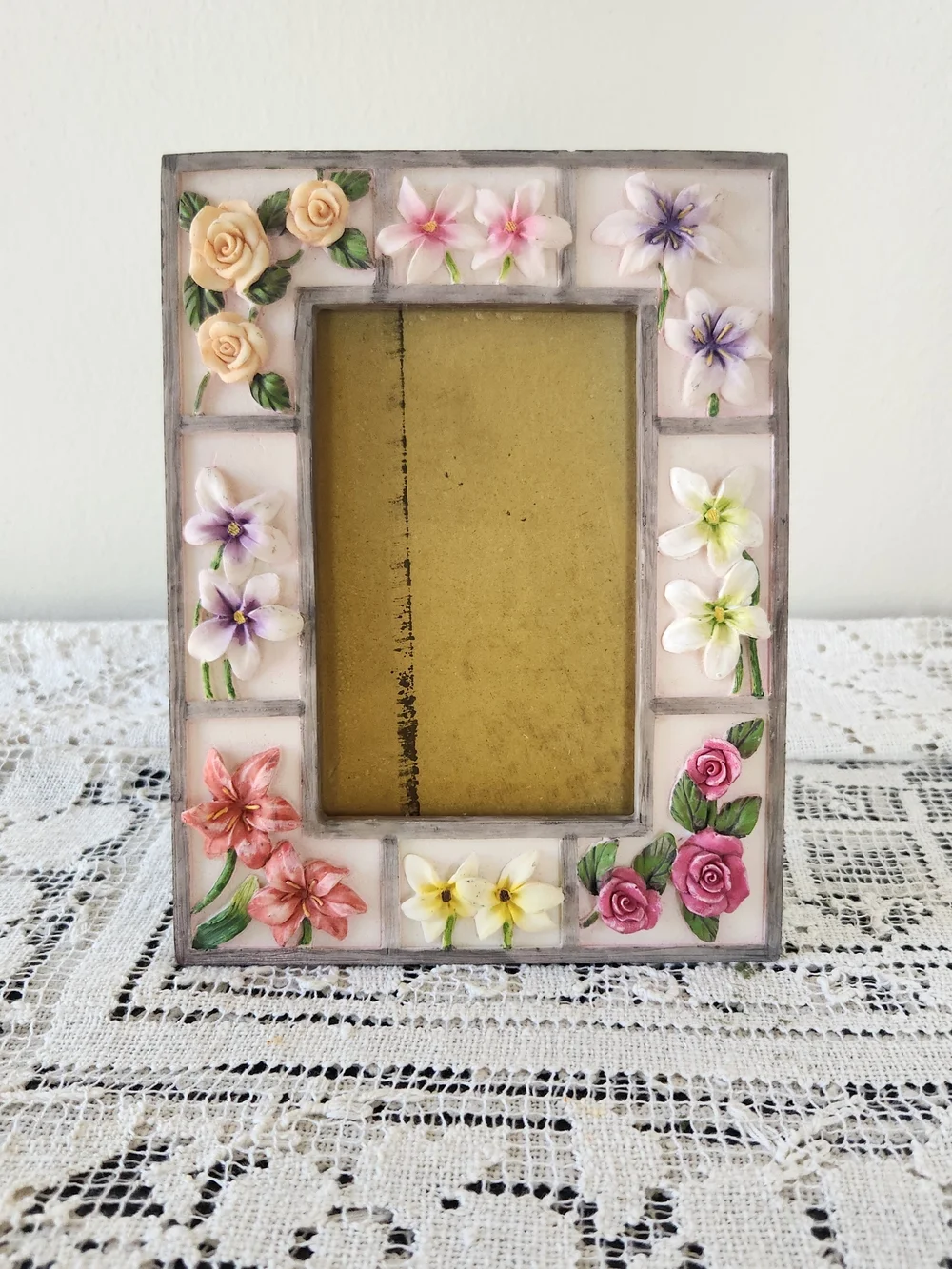 Decorative Floral Photo Frame - Pink Multi-Color